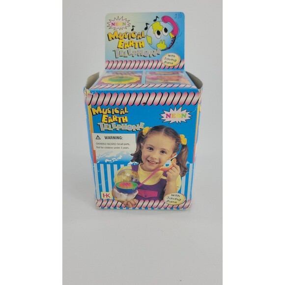 Neon Musical Earth Telephone with Saving Bank Vintage Retro Kids Toy w/ Box - Picture 7 of 12